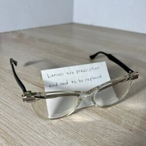 Vintage Bausch & Lomb 4 1/4 - 5 1/2 Alum Eyeglasses Clear Silver Black Frames